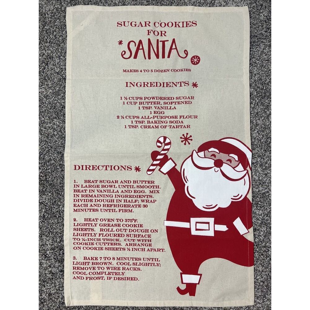 Target 2014 Santa Claus Christmas Sugar Cookie Recipe Dish Towel 100% Cotton NEW